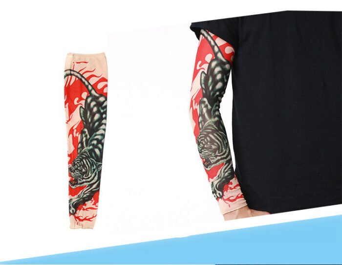 Men's Sunscreen Flower Arm Tattoo Ice Silk Sleeves - Image 3