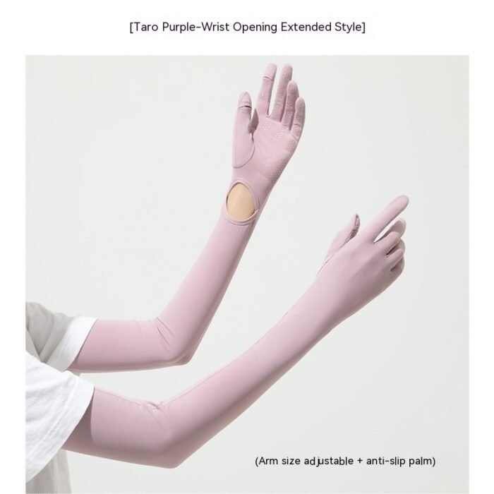 Nylon Ice Silk Long Sun Protection Ice Sleeve Gloves Women's UV Protection Sleeves Sun Protection Summer Long Arm Guard - Image 8