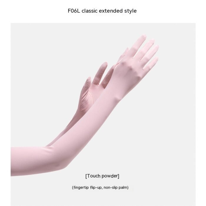 Nylon Ice Silk Long Sun Protection Ice Sleeve Gloves Women's UV Protection Sleeves Sun Protection Summer Long Arm Guard - Image 9