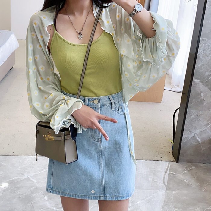 Sun Protection Clothing With Silk Scarf Women's Sun Protection Sleeves - Image 10