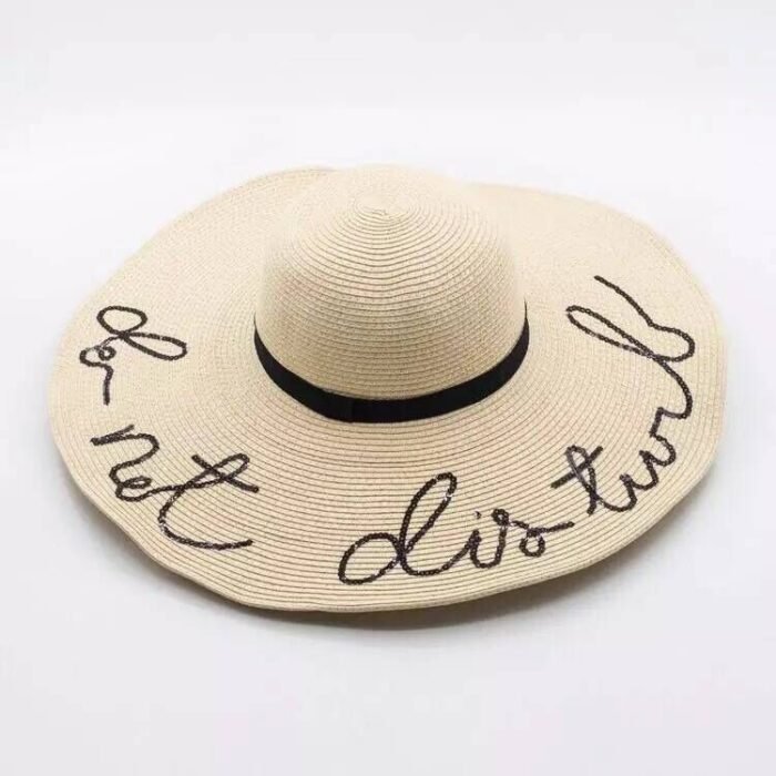 Letter Big Brimmed Straw Hat Vacation Beach Sun Hat Sun Hat - Image 2