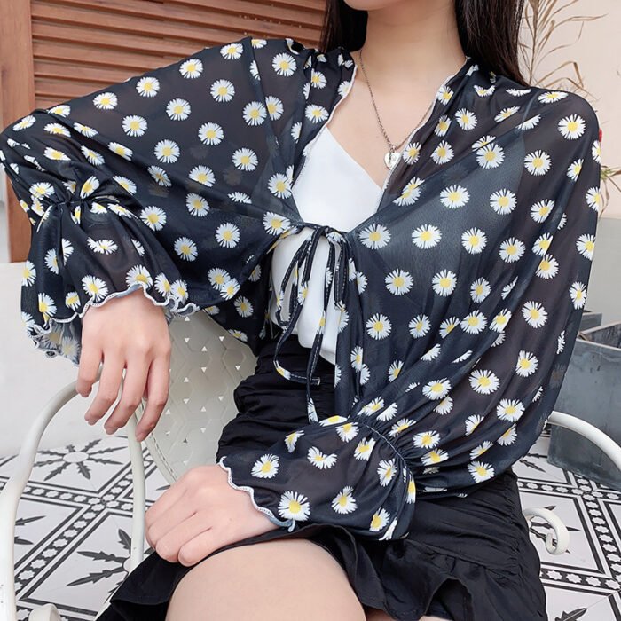 Sun Protection Clothing With Silk Scarf Women's Sun Protection Sleeves - Image 2