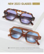 Polygon Double Beam Sunglasses Pilot Sunshade Sunglasses - Image 10