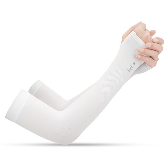 Summer cool sleeves sunscreen female armband sleeves sleeves men's sleeves driving anti-UV ice silk gloves long section - Image 1