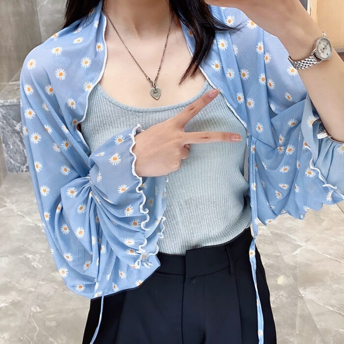 Sun Protection Clothing With Silk Scarf Women's Sun Protection Sleeves - Image 6
