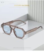 Polygon Double Beam Sunglasses Pilot Sunshade Sunglasses - Image 7
