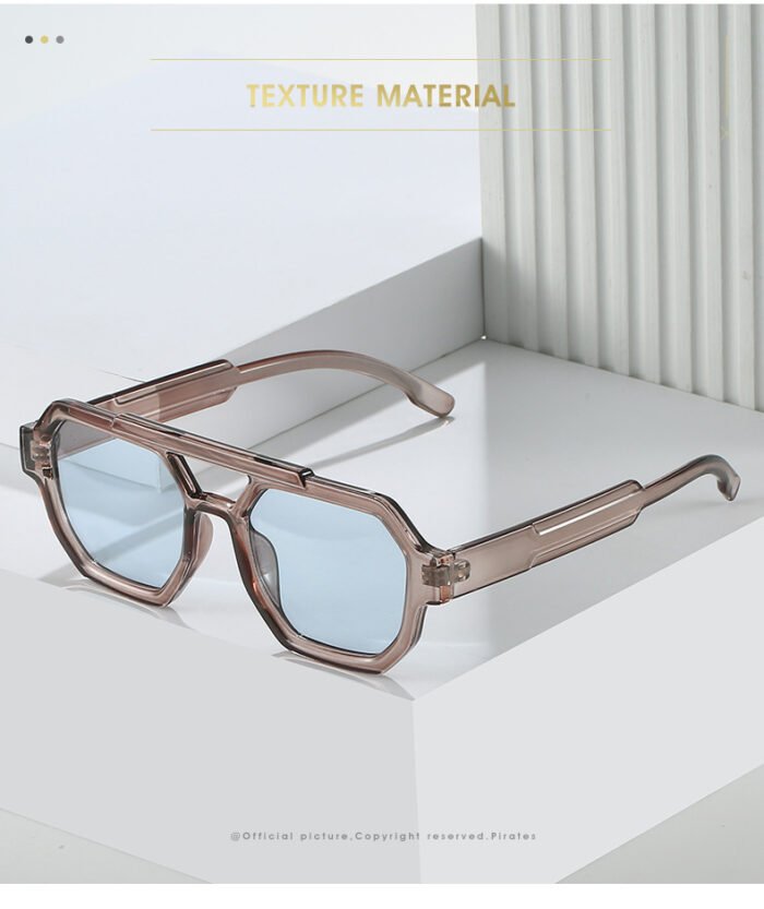 Polygon Double Beam Sunglasses Pilot Sunshade Sunglasses - Image 7