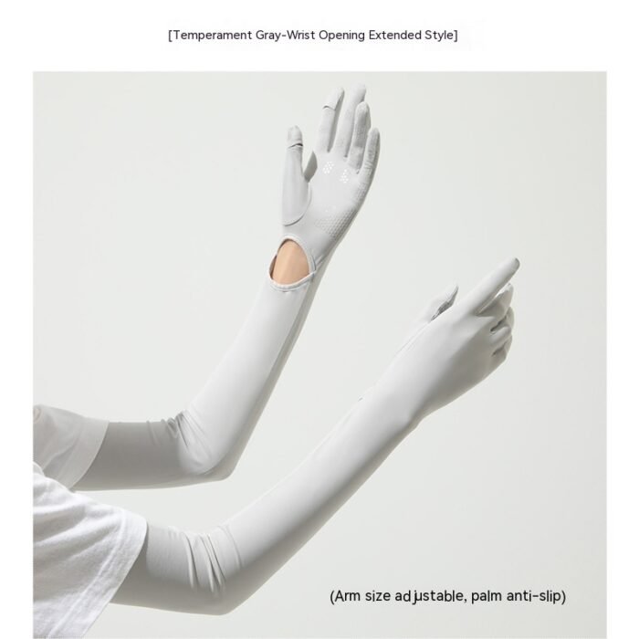 Nylon Ice Silk Long Sun Protection Ice Sleeve Gloves Women's UV Protection Sleeves Sun Protection Summer Long Arm Guard - Image 2