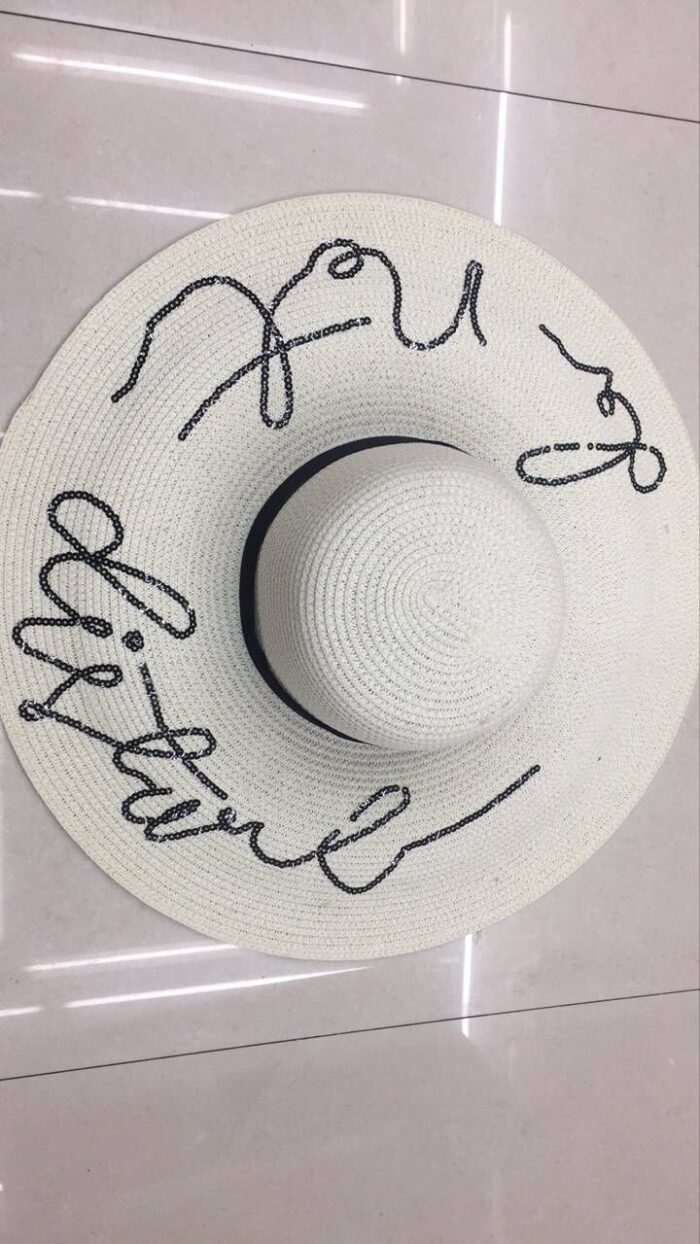 Letter Big Brimmed Straw Hat Vacation Beach Sun Hat Sun Hat - Image 5