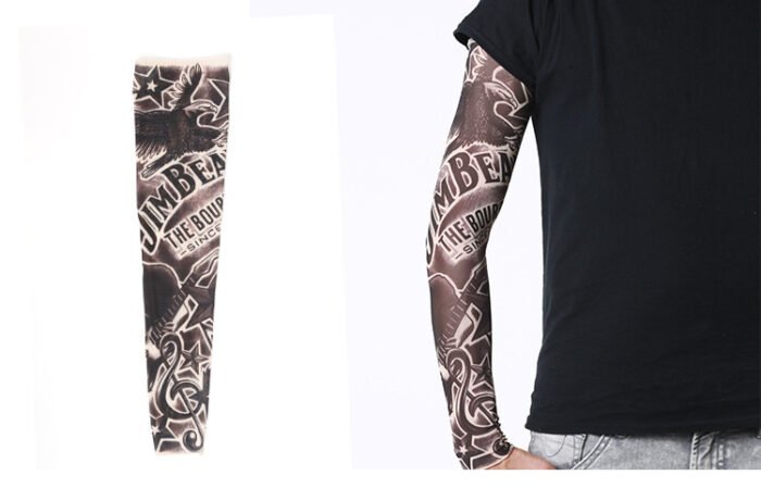 Men's Sunscreen Flower Arm Tattoo Ice Silk Sleeves - Image 4