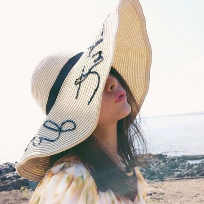 Letter Big Brimmed Straw Hat Vacation Beach Sun Hat Sun Hat - Image 7