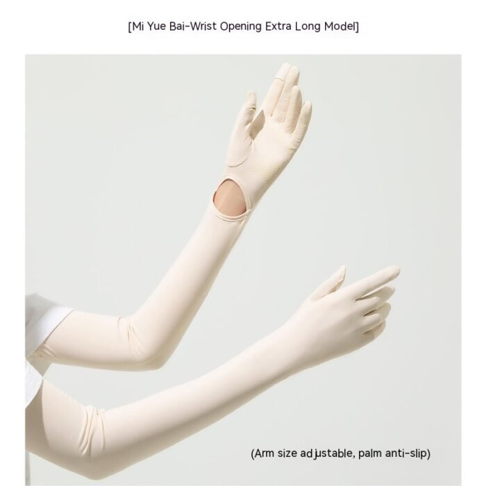 Nylon Ice Silk Long Sun Protection Ice Sleeve Gloves Women's UV Protection Sleeves Sun Protection Summer Long Arm Guard - Image 6