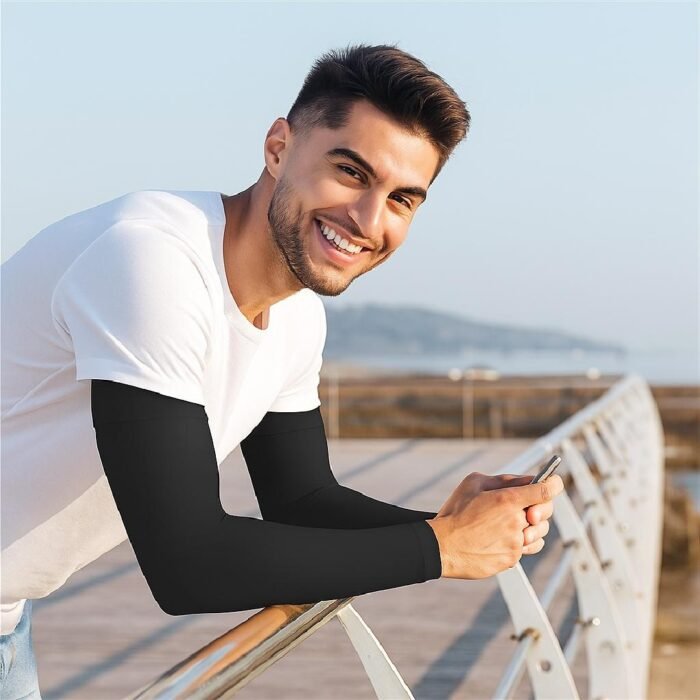 Ice Silk Arm Sleeves, 5 Pairs-Mix & Match Colors-Sports Arm Sleeves For Outdoor Protection, Fishing, Golf, Gym, Home Workout, Compression Sleeve Arm Guards Fashion Outdoors - Image 3