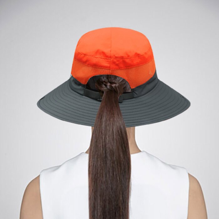 Bucket Hat Women's Summer Outdoor Sun Hat Exposed Ponytail Sun Hat Sun Protection Hat - Image 2
