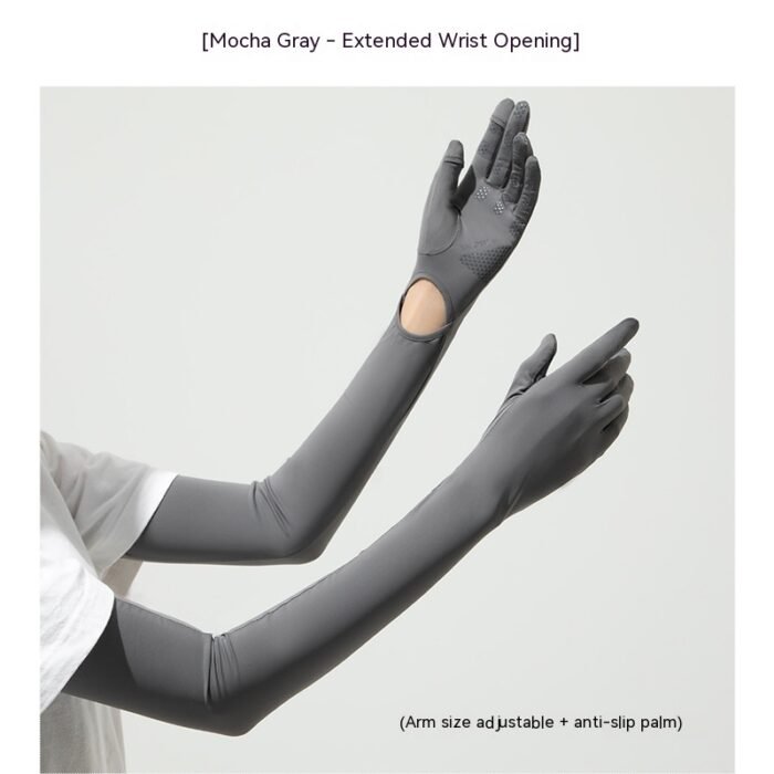 Nylon Ice Silk Long Sun Protection Ice Sleeve Gloves Women's UV Protection Sleeves Sun Protection Summer Long Arm Guard - Image 4