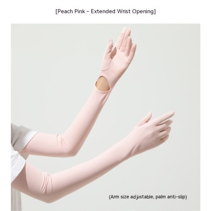 Nylon Ice Silk Long Sun Protection Ice Sleeve Gloves Women's UV Protection Sleeves Sun Protection Summer Long Arm Guard - Image 3