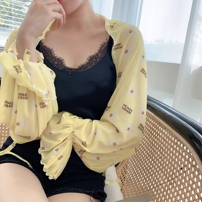 Sun Protection Clothing With Silk Scarf Women's Sun Protection Sleeves - Image 9