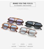 Polygon Double Beam Sunglasses Pilot Sunshade Sunglasses - Image 6