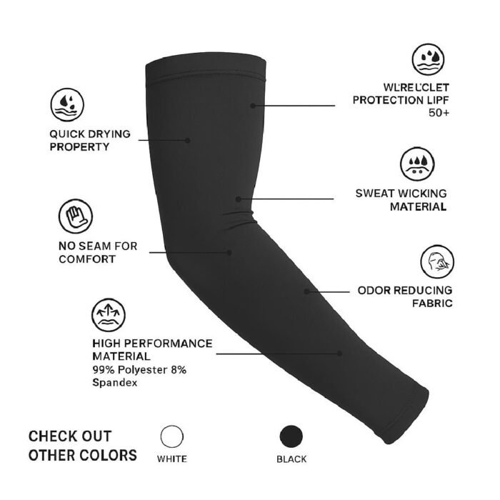 Ice Silk Arm Sleeves, 5 Pairs-Mix & Match Colors-Sports Arm Sleeves For Outdoor Protection, Fishing, Golf, Gym, Home Workout, Compression Sleeve Arm Guards Fashion Outdoors - Image 4