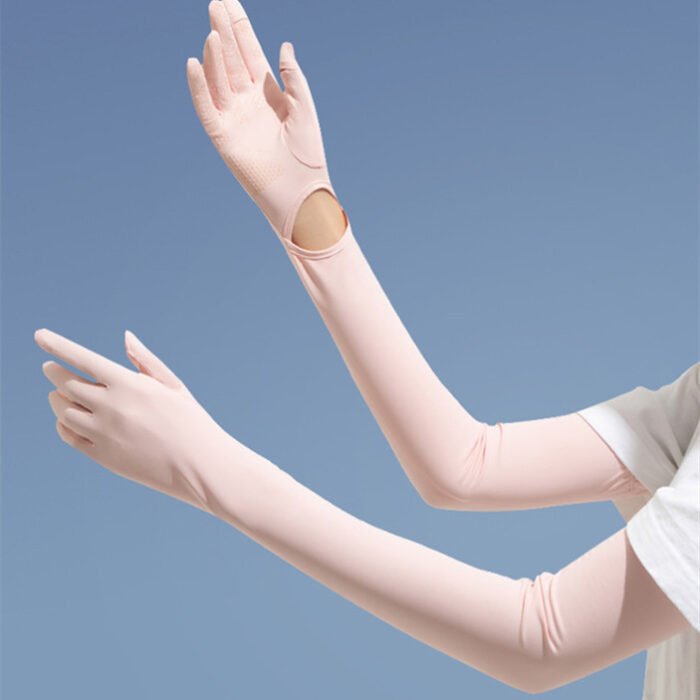 Nylon Ice Silk Long Sun Protection Ice Sleeve Gloves Women's UV Protection Sleeves Sun Protection Summer Long Arm Guard - Image 1